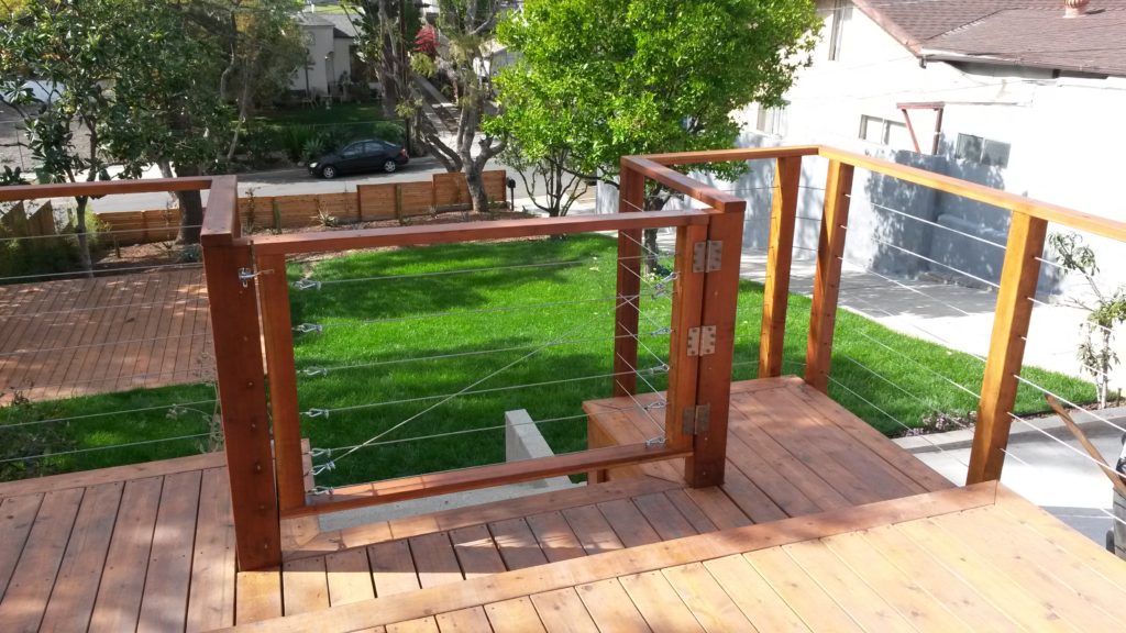 wood frame steel cable fence and pedestrian gates #4 - WoodFenceExpert.com